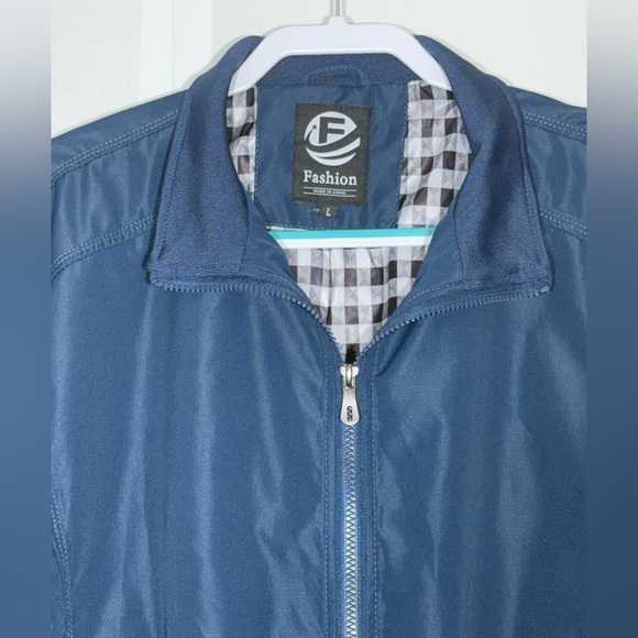 Fashion 100% polyester jacket Men’s Size Large Blue with Pockets - Picture 3 of 9